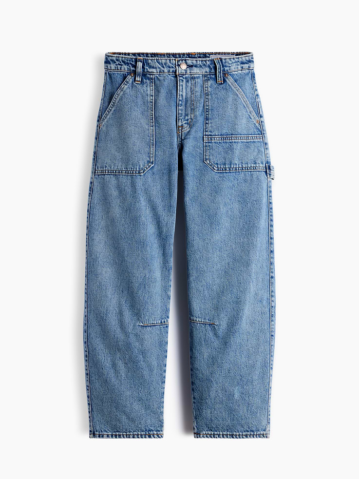 Image 6 of 6, Mid Rise Barrel Utility Jeans
