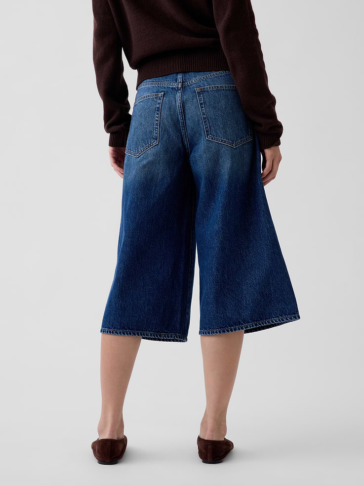 Image 4 of 6, Mid Rise Culotte Jeans