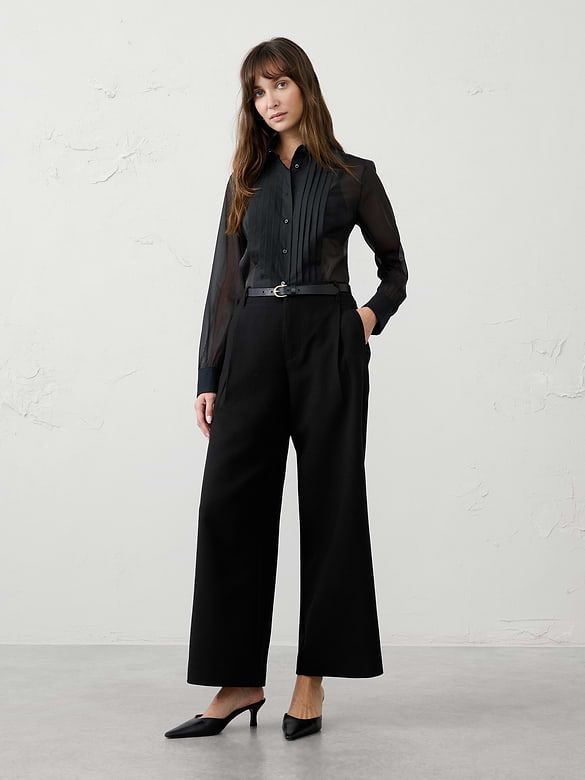 Wide-Leg Mid-Rise Heavy Bistretch Pant
