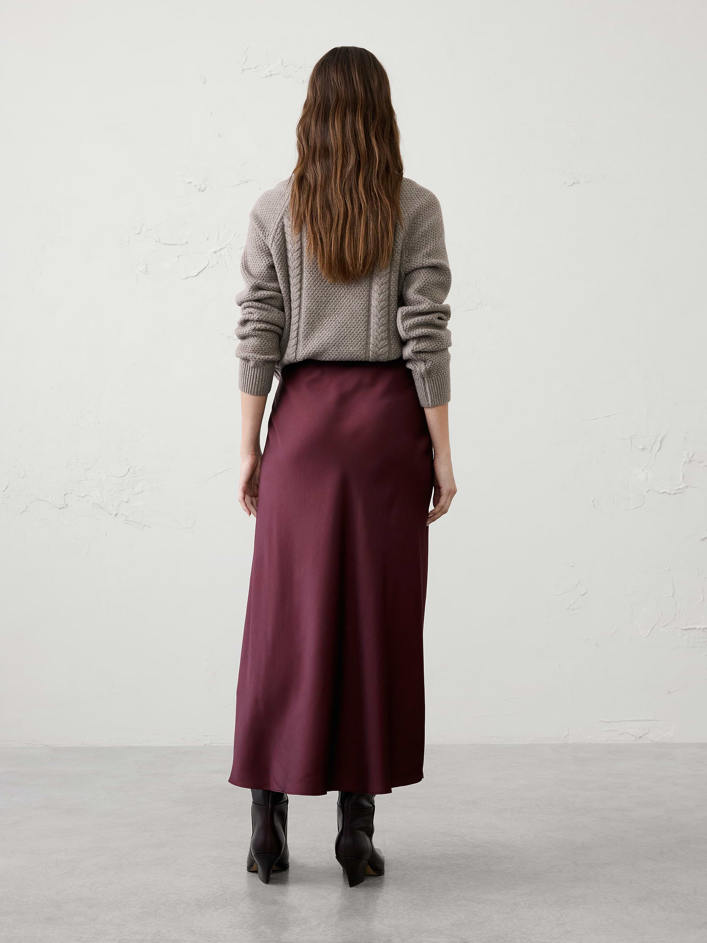 Image 2 of 4, Satin Midi Slip Skirt