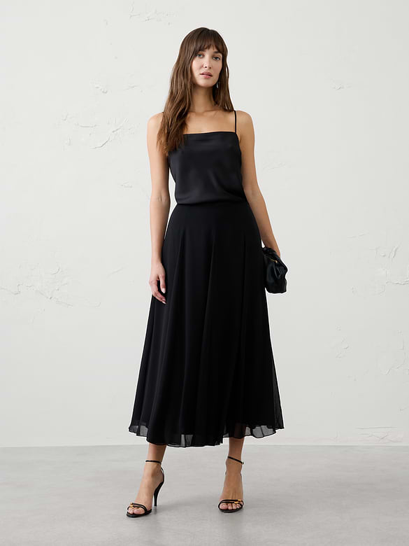 Swing Pleated Midi Skirt