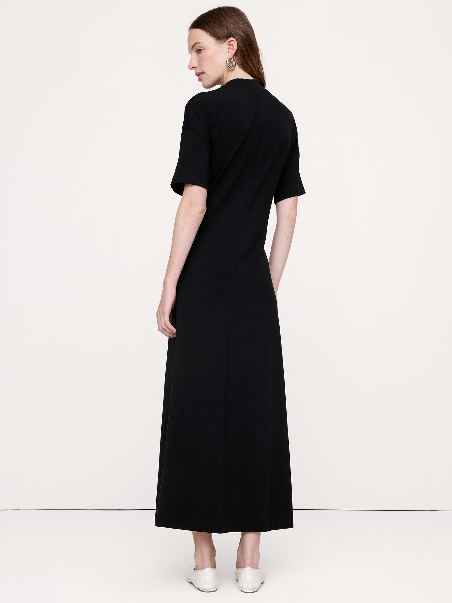 Image 5 de 6, Robe longue surdimensionnée en coton extensible à taille nouée
