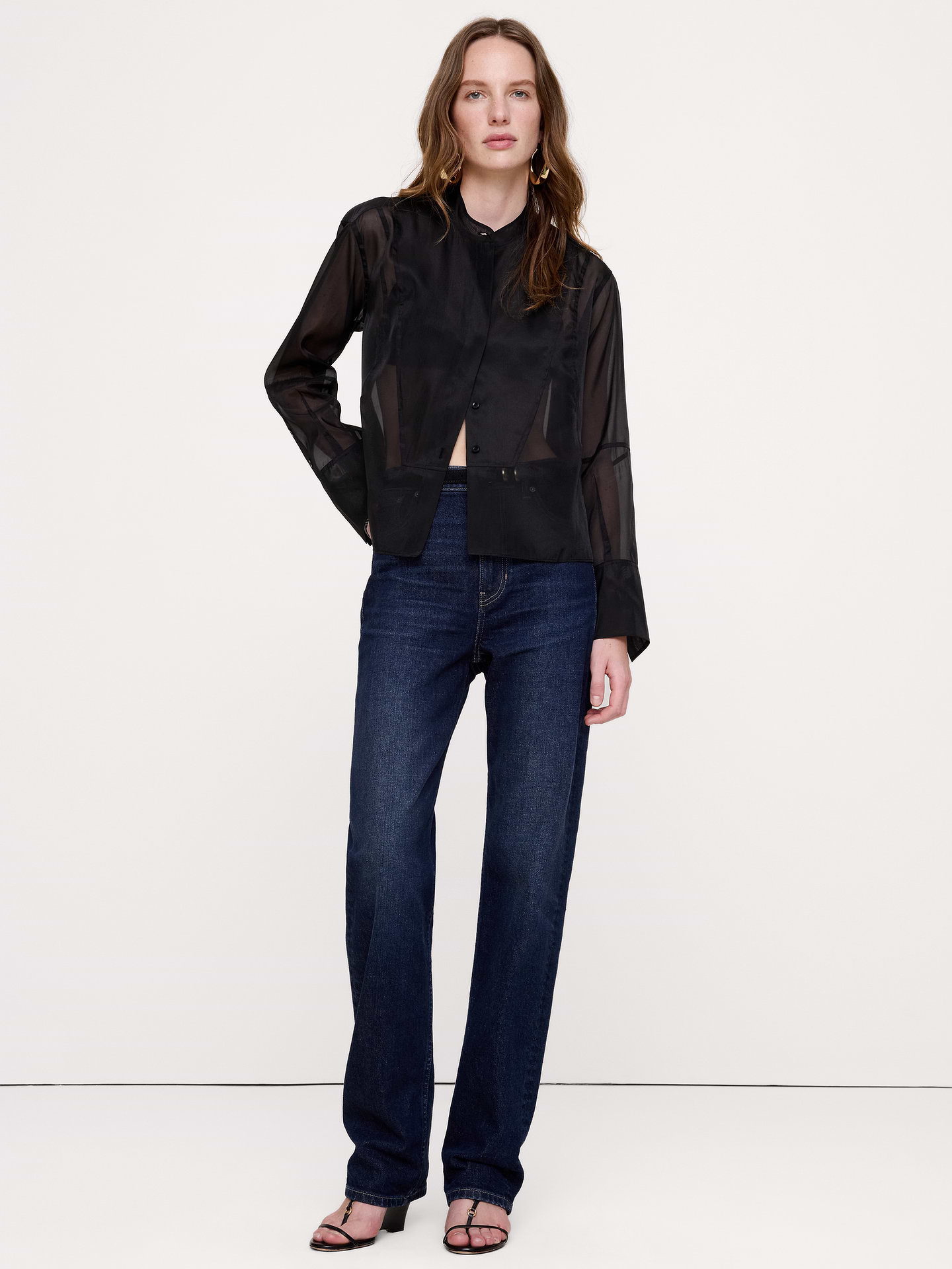 Image 3 of 5, Organza Tuxedo Shirt