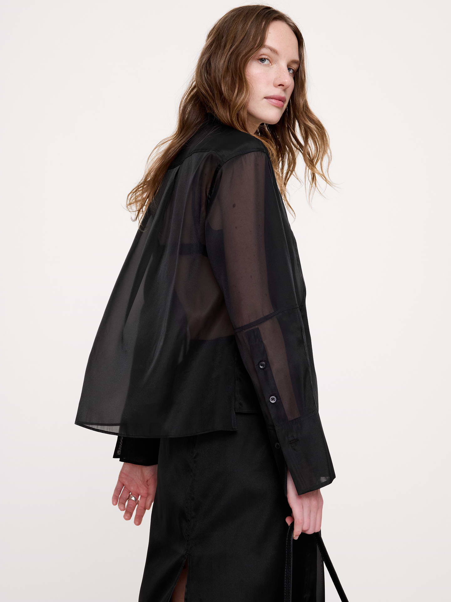 Image 4 of 5, Organza Tuxedo Shirt