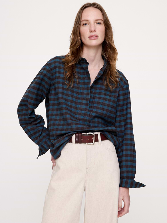 Relaxed Cotton Popover Shirt