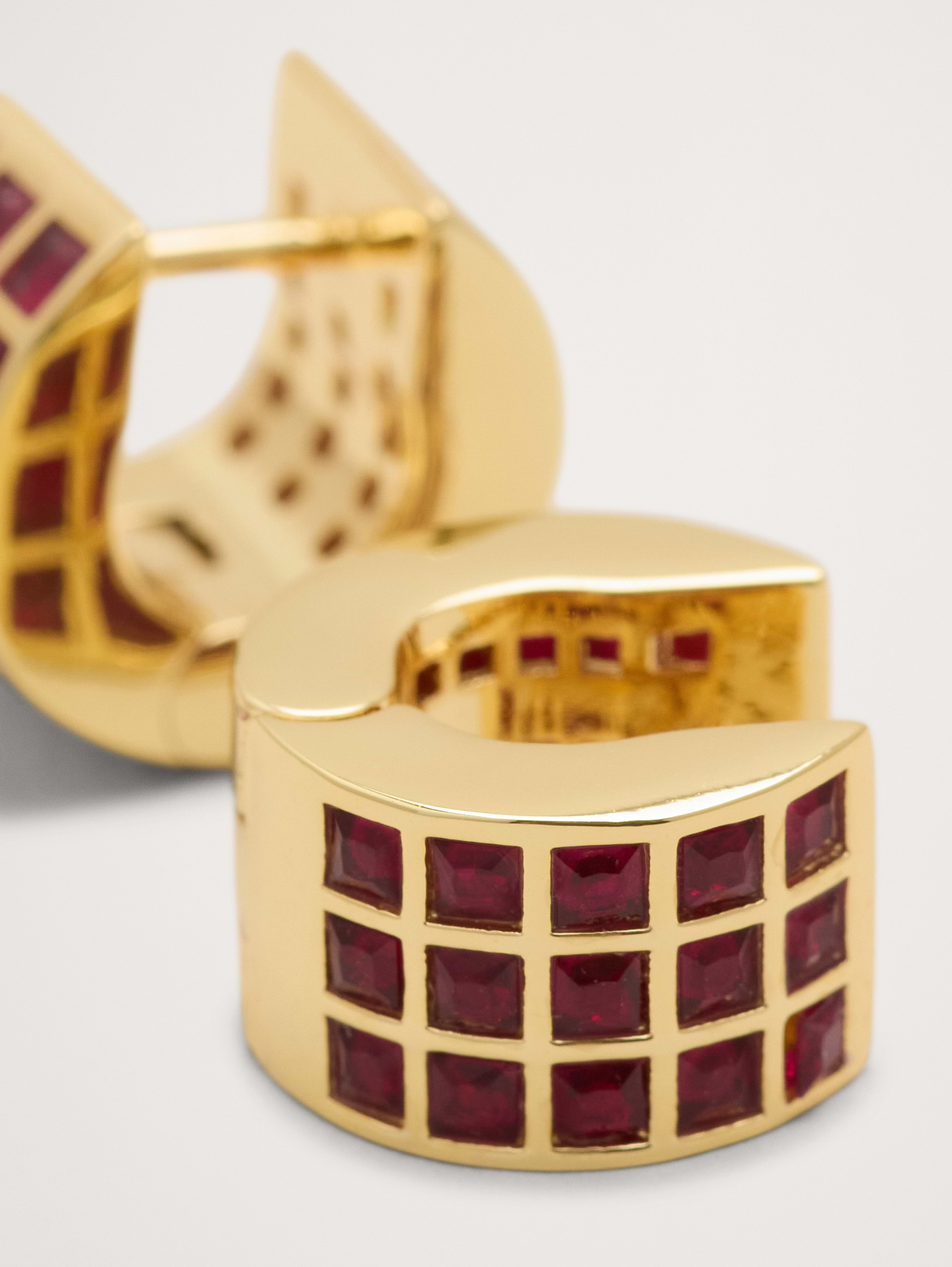 Image 2 of 2, Stacked Gemstone Hoop Earrings