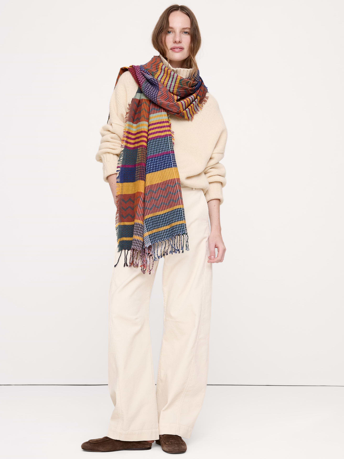 Image 3 of 4, Long Embroidered Scarf by Vismaya