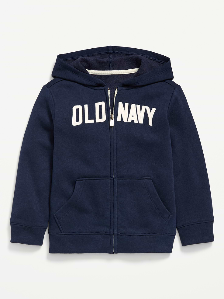 Image 1 of 3, built-in hood, long sleeves, logo graphic at front, hand-warming scoop pockets, full-length zipper, rib-knit hem, Product #864961