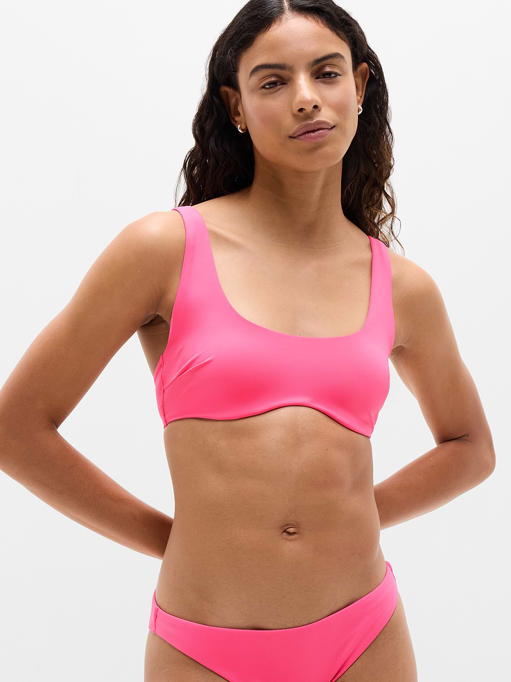 Image 1 of 5, FOR: Swim, surf, stand-up paddleboard—you name it. Put it to the test for any water sport, FEEL: Recycled H2ECO swim fabric is smooth and sleek with powerful stretch, FAVE: Removable cups dry quickly and maintain their shape over time, Underwire design lifts and supports like your favorite bra, Clasp closure for quick, secure on and off, Product #845352