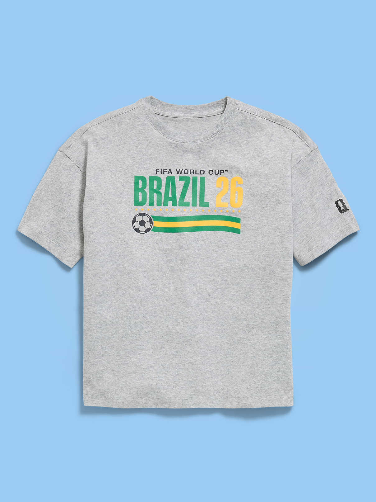 Image 2 de 3, T-shirt surdimensionné à imprimé Coupe du monde de la FIFA 26™, Brésil pour garçon