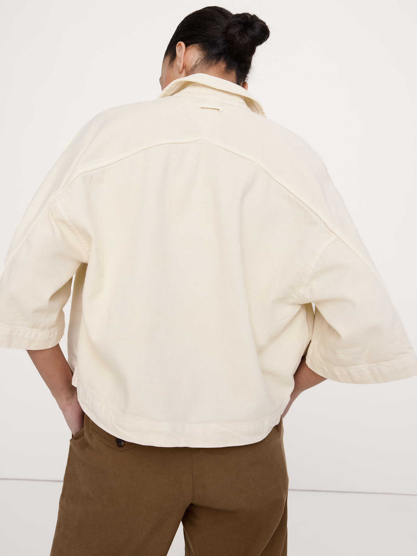 Image 2 of 4, Boxy Crop Denim Shirt