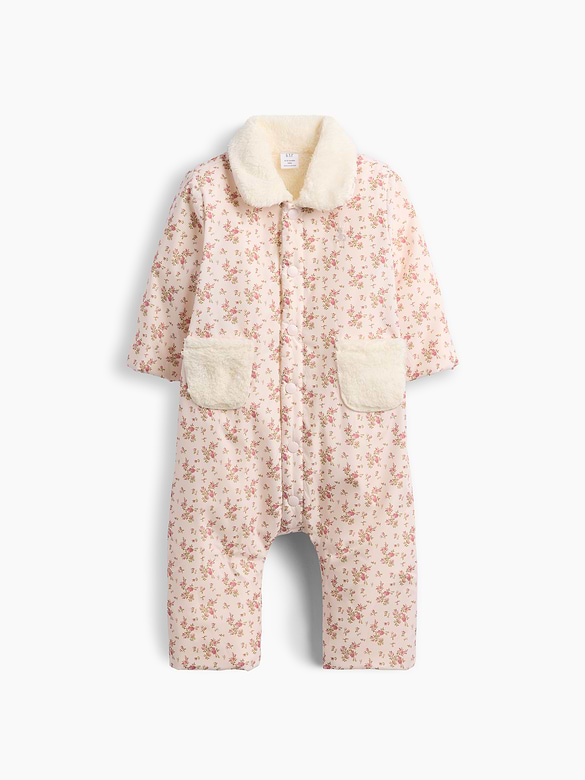 Baby Sherpa-Lined Floral Coated One-Piece