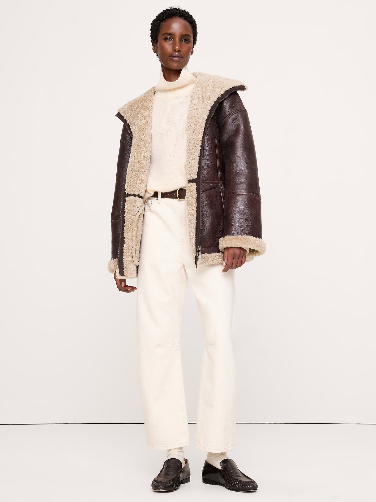 Reversible Shearling Coat | Banana Republic