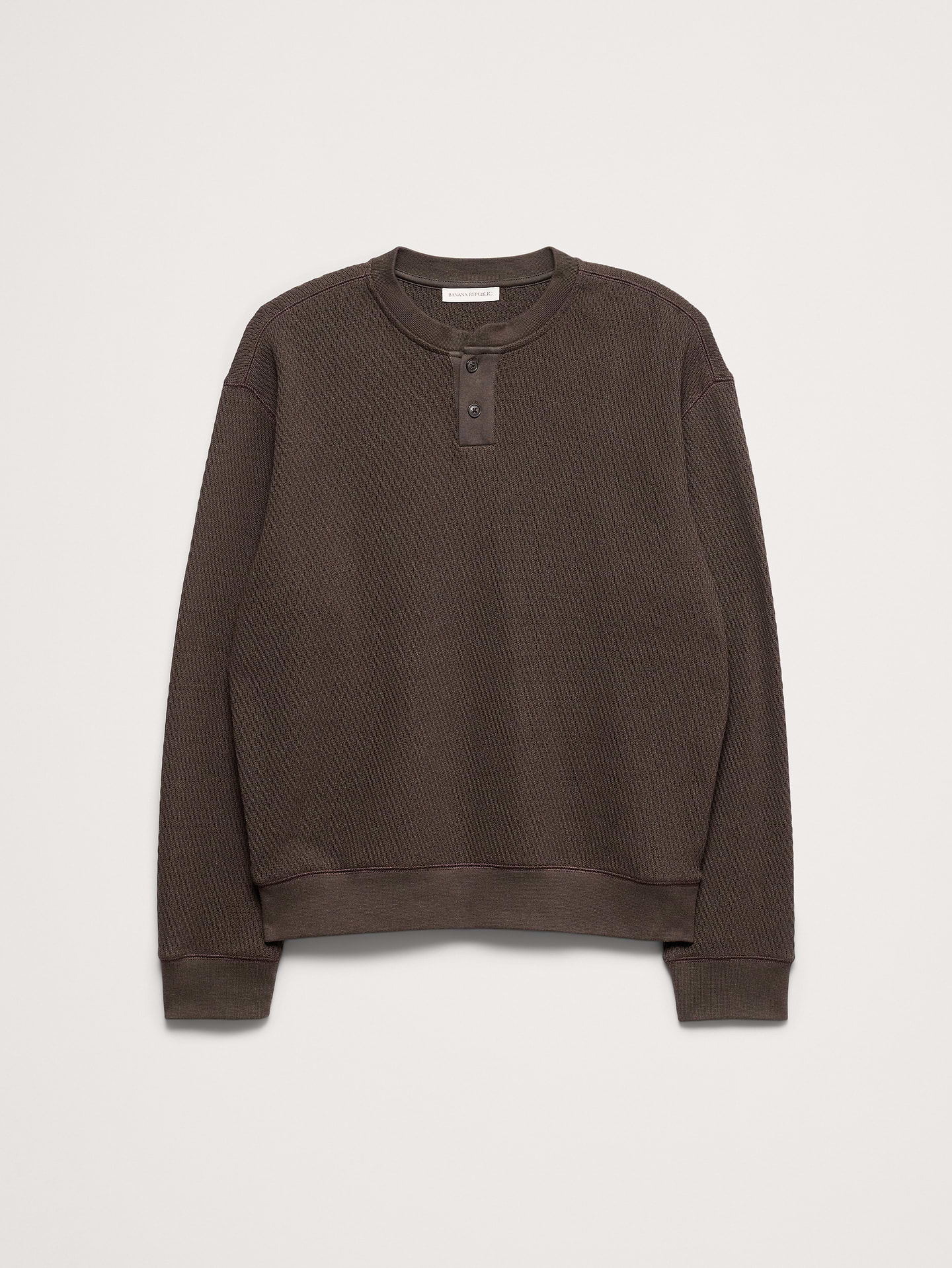 Image 4 of 5, Alpine Thermal Henley Almond-Stitch T-Shirt