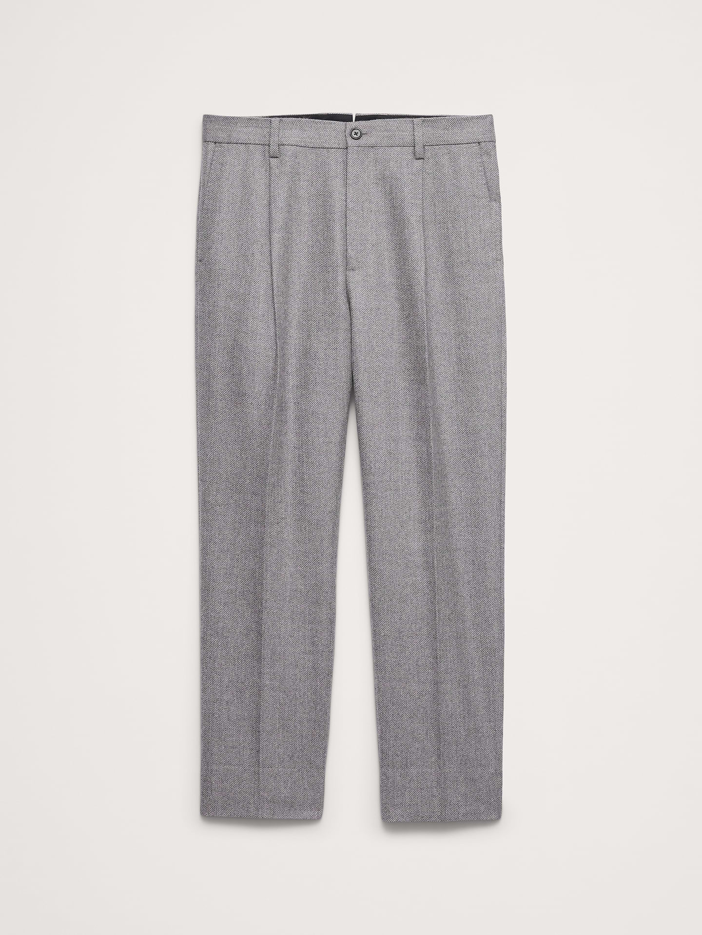 Image 5 de 6, Pantalon habillé classique fuselé en laine et coton à chevrons