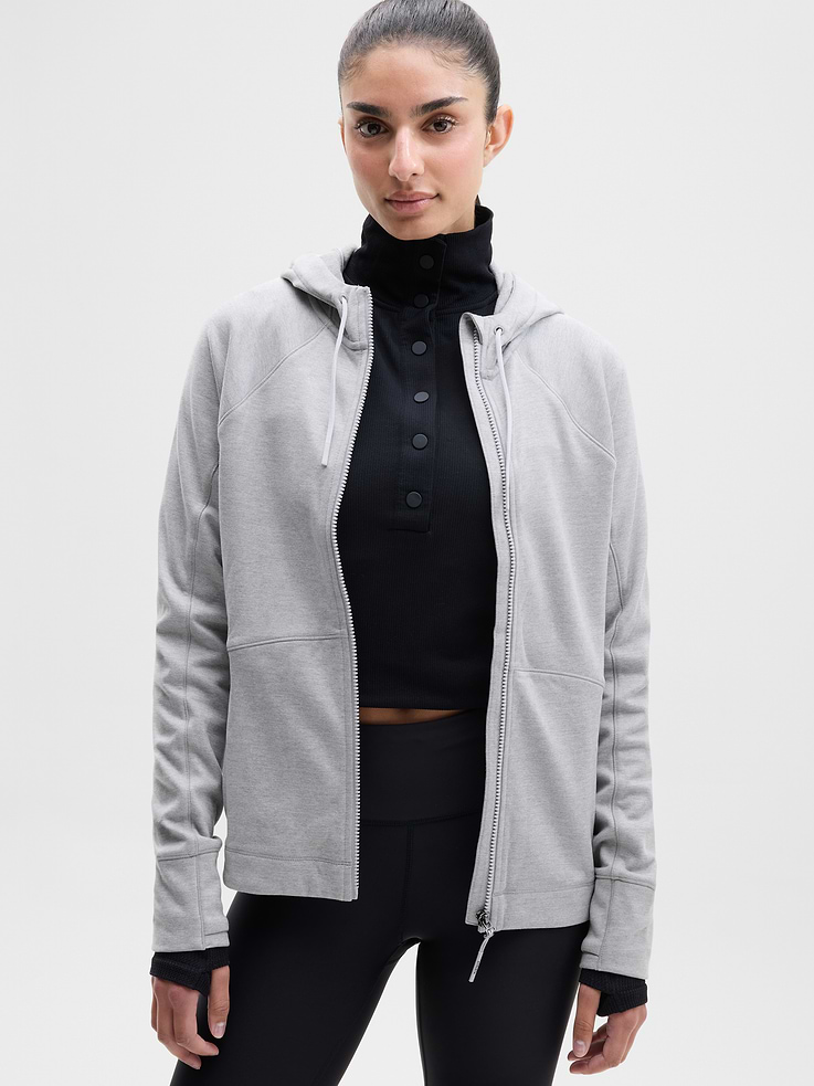 Image 1 of 4, FOR: Layering up to and from your workout, FEEL: Flex Fleece fabric has a cozy, brushed feel with all-around stretch, FAVE: Thumbholes hold sleeves in place and keep warmth in, Secure zip pockets to store your essentials, Internal pocket to stash essentials, Product #818765