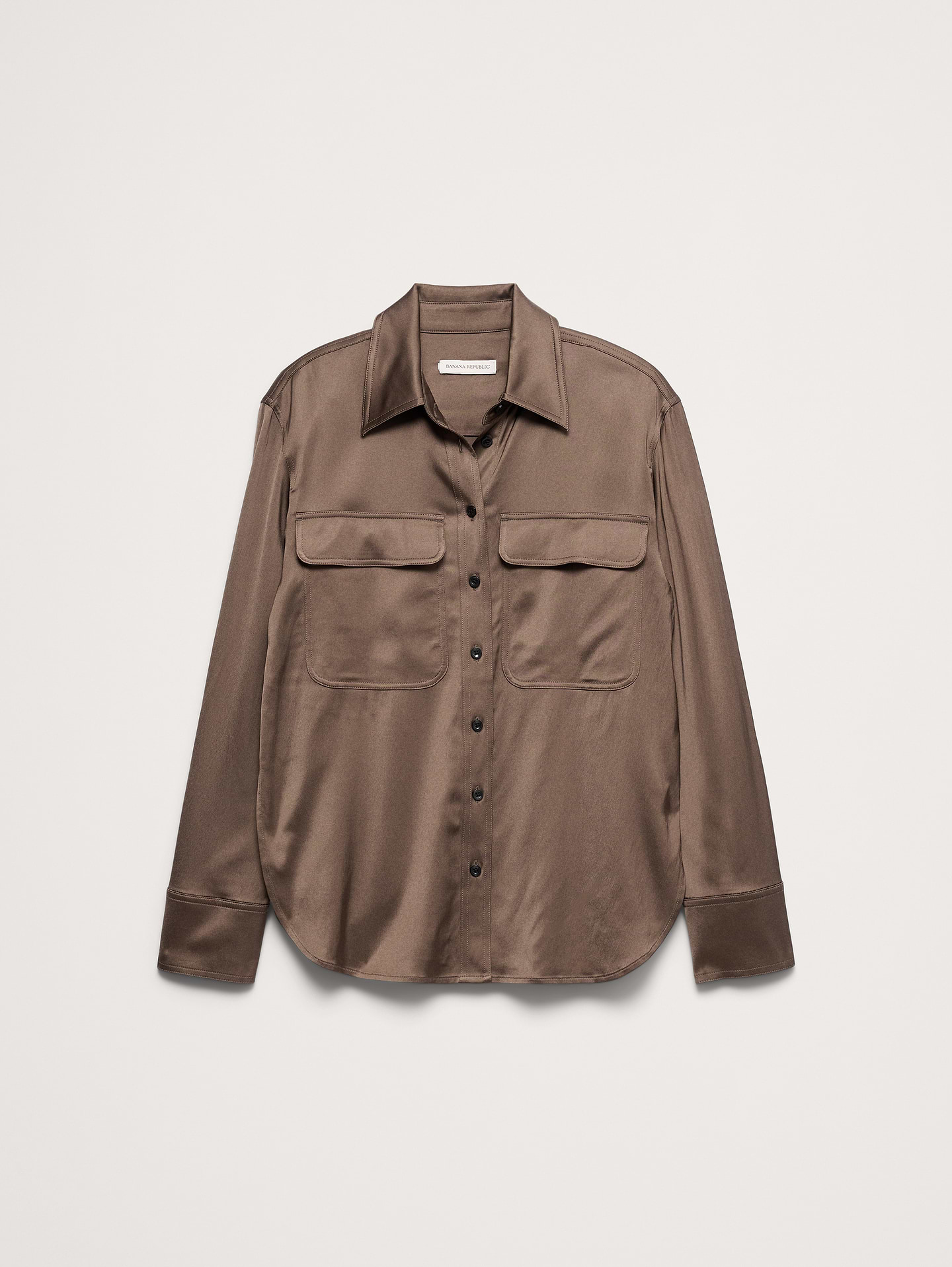 Image 6 of 8, Stretch-Satin Utility Shirt