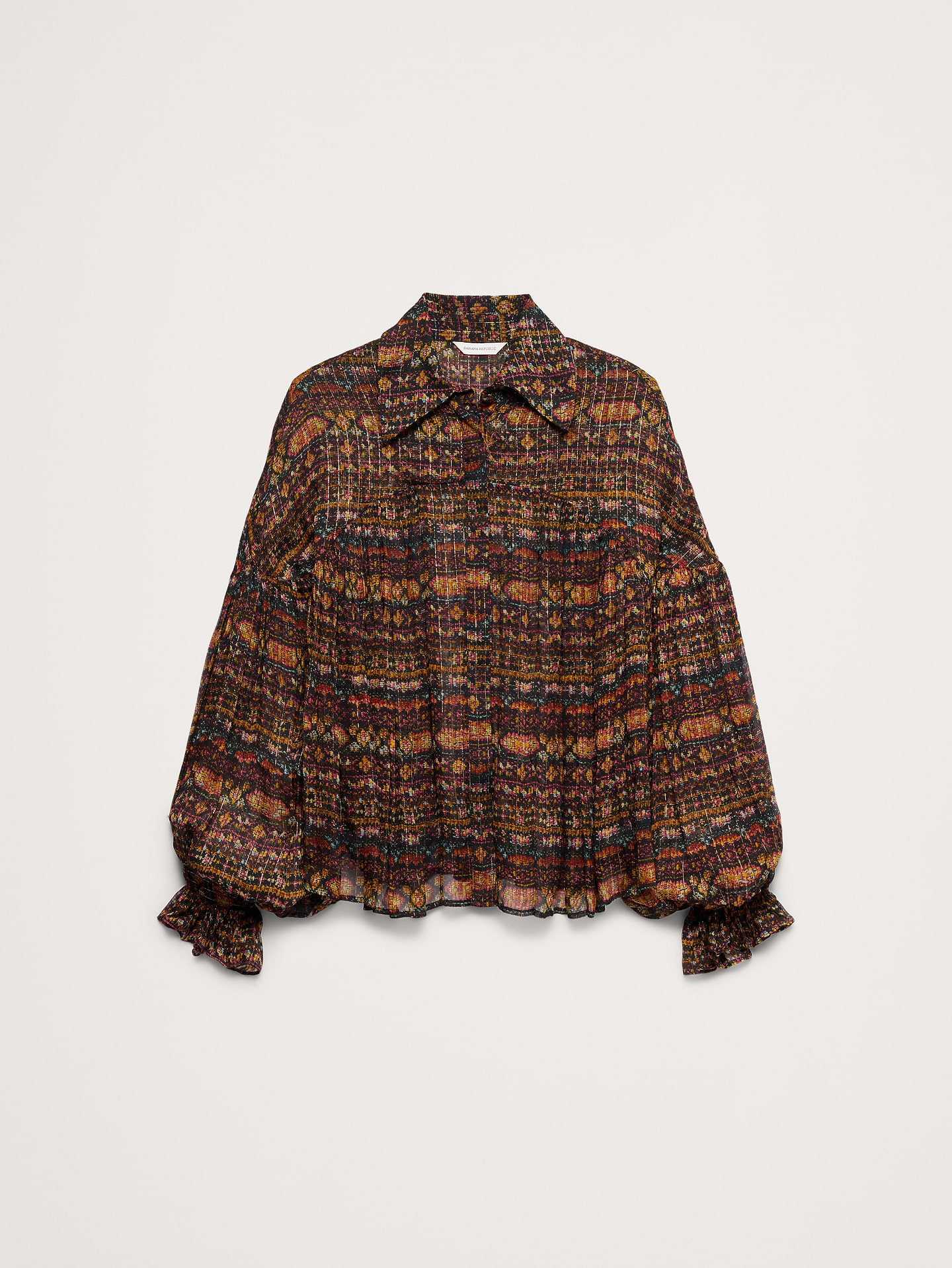 Image 5 of 6, Chiffon Balloon-Sleeve Blouse
