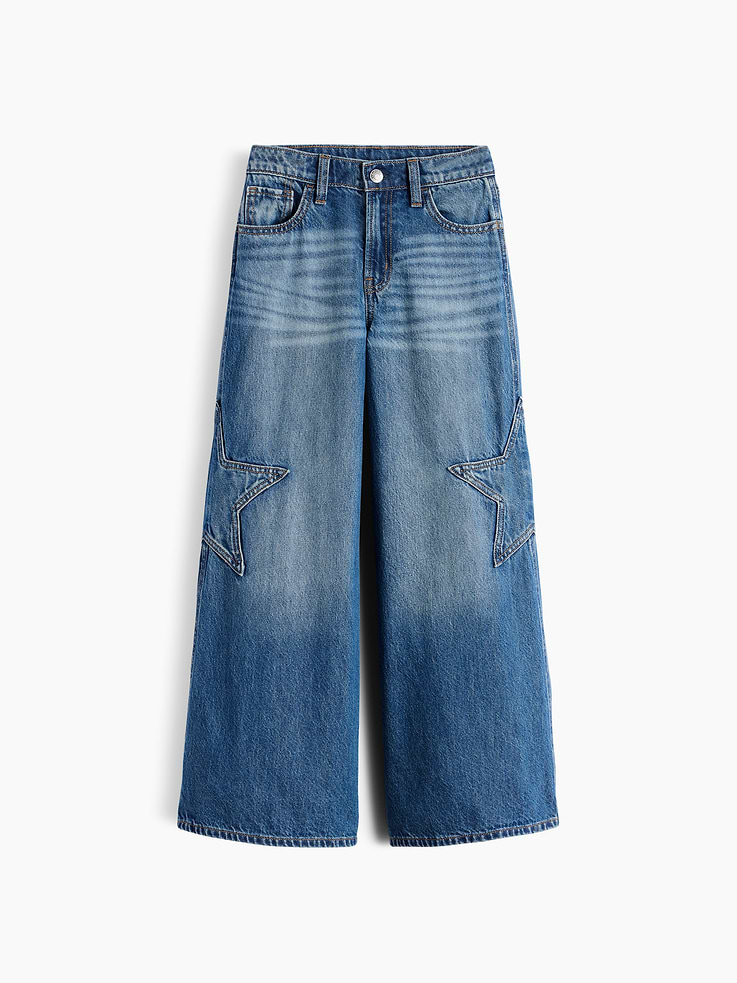 Image 2 of 6, Kids Low Rise Star Baggy Jeans