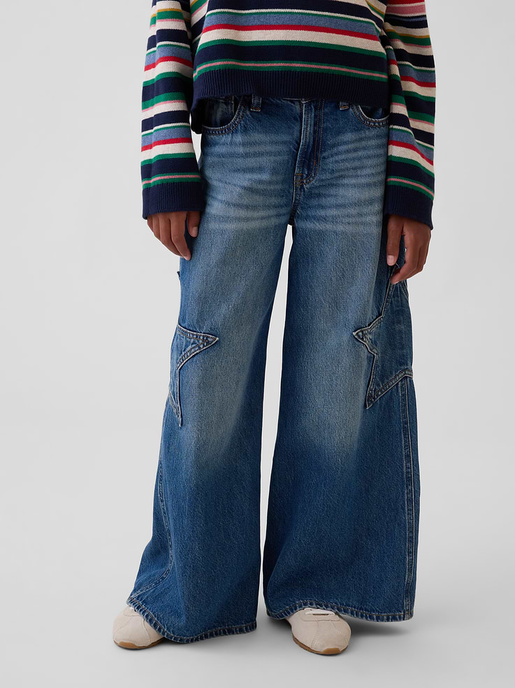 Image 3 of 6, Kids Low Rise Star Baggy Jeans