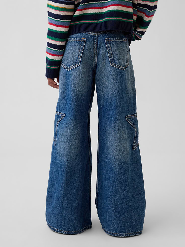 Image 4 of 6, Kids Low Rise Star Baggy Jeans