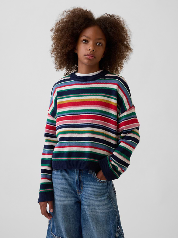 Kids 100% Cotton Oversized Crew Sweater