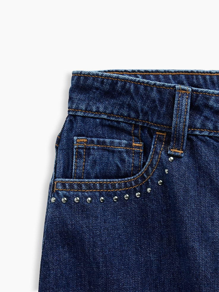 Image 6 de 6, Jean coupe baril à taille haute et boucle décorative pour Enfant