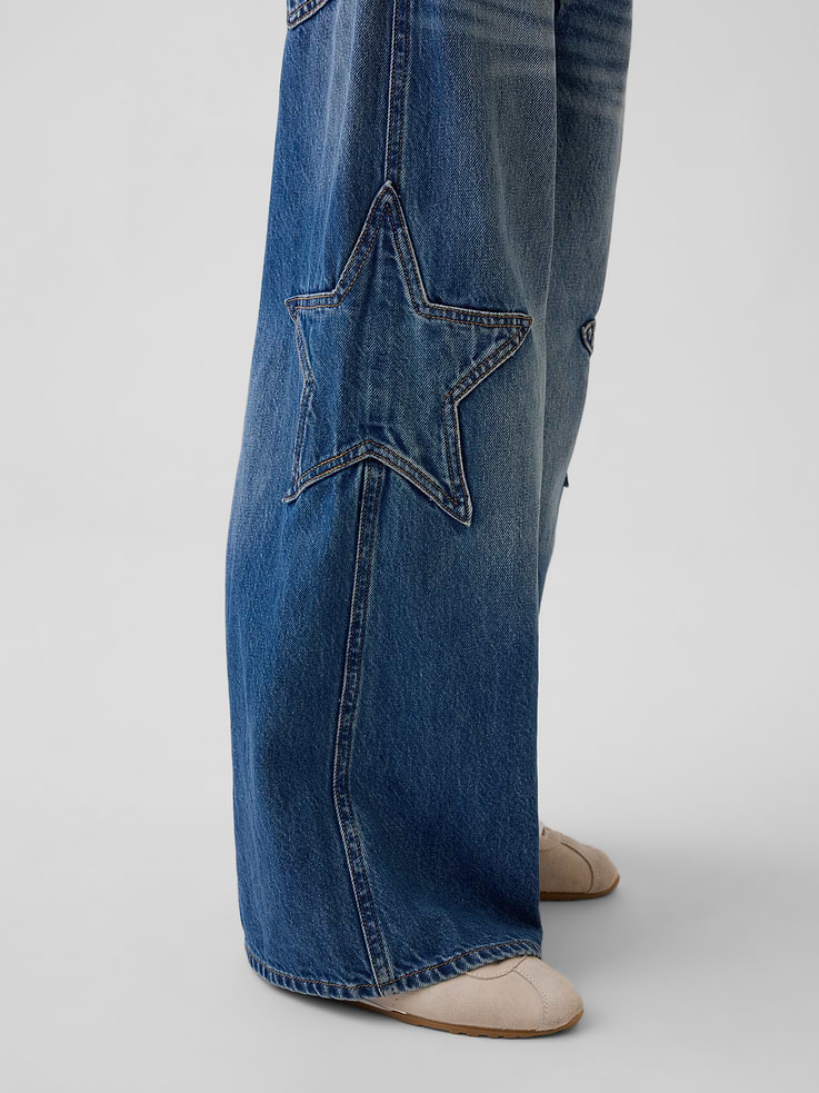 Image 6 of 6, Kids Low Rise Star Baggy Jeans