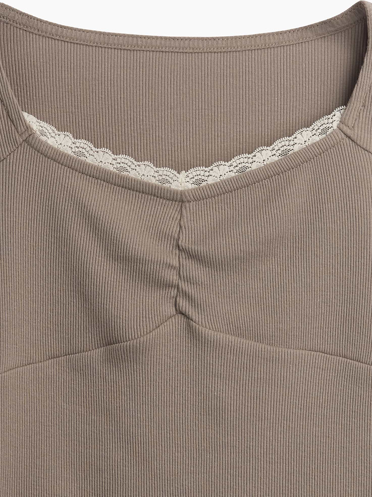 Image 4 of 5, Kids Lace-Trim Sweetheart Rib T-Shirt