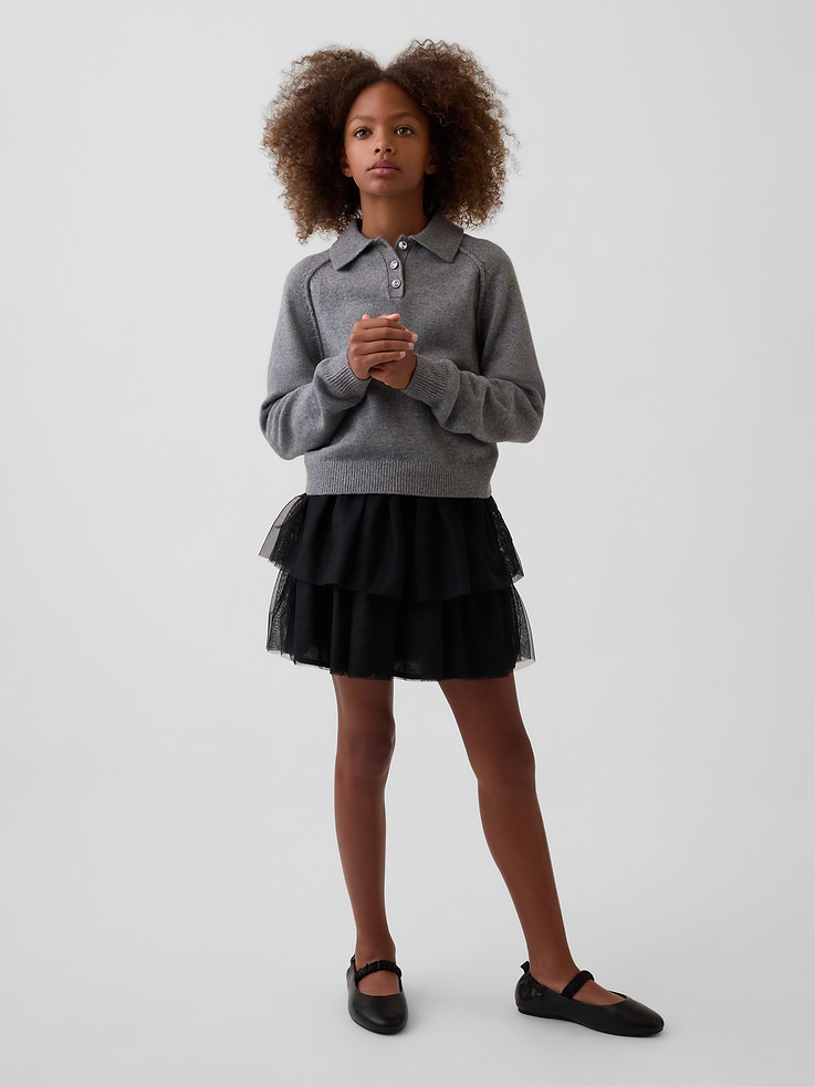 Image 1 de 4, Filet en tulle avec doublure en linon coton doux., Taille élastique., Volants étagés., Ce produit a été fabriqué dans une usine qui investit dans l’égalité des genres et l’autonomisation des femmes grâce au programme Reimagining Industry to Support Equality (RISE). En savoir plus: Combler les lacunes en matière d’équité | Gap Inc. ., Produit #1185720
