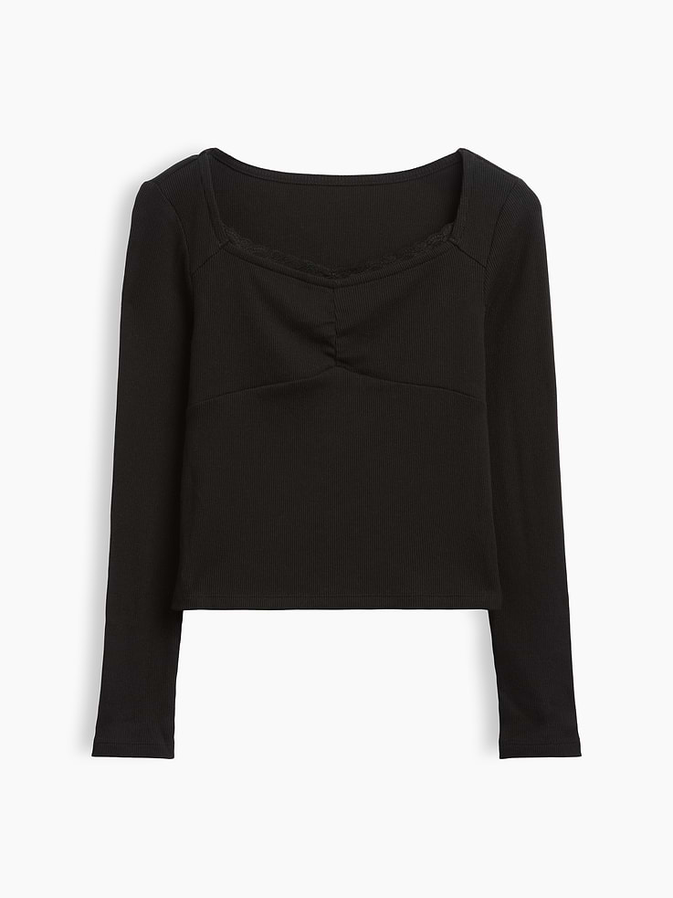 Image 2 of 4, Kids Lace-Trim Sweetheart Rib T-Shirt