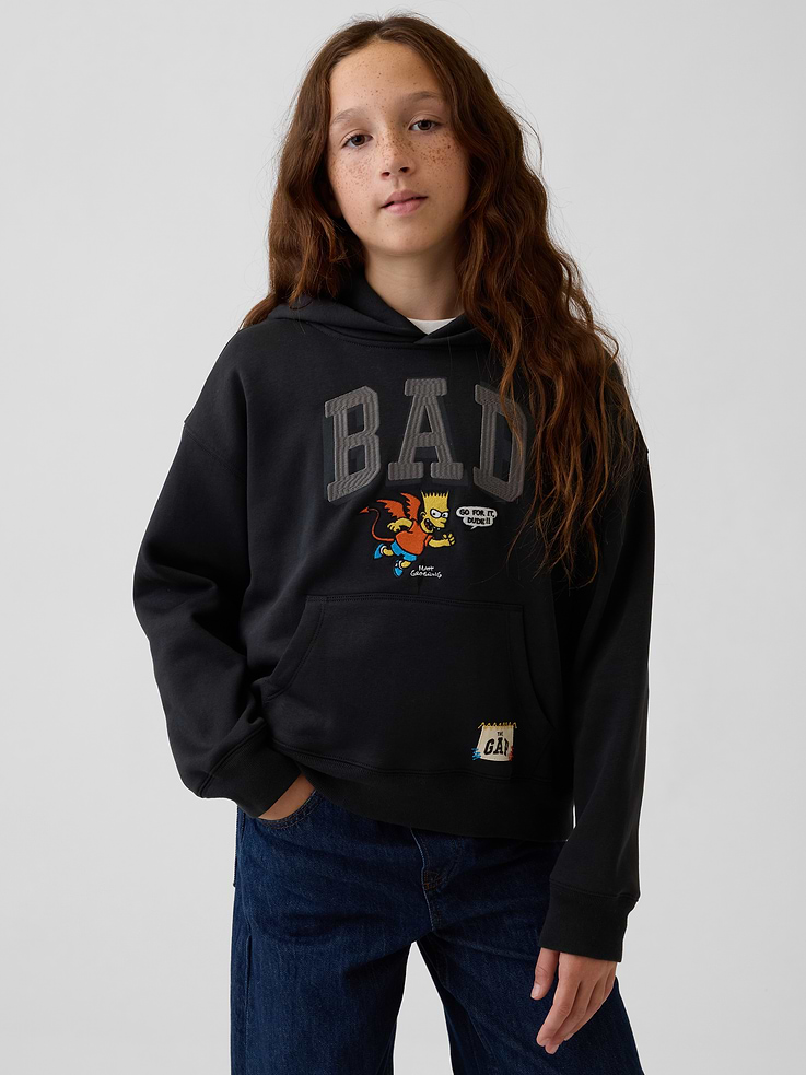 Image 5 of 8, Kids The Simpsons VintageSoft BAD Logo Hoodie