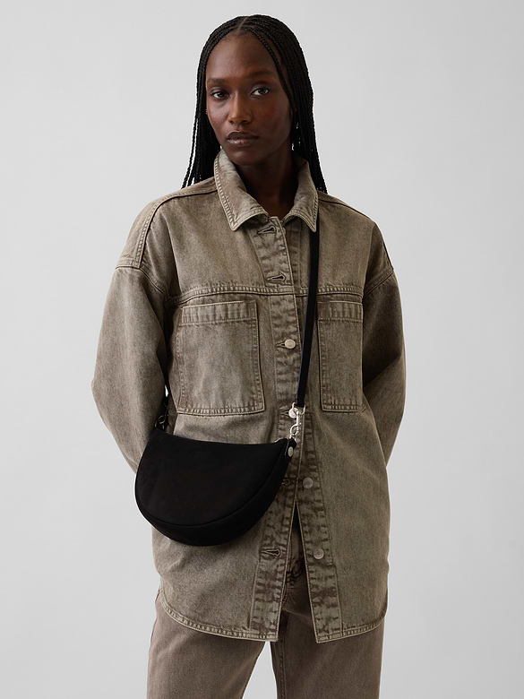 Small Vegan Suede Crescent Crossbody