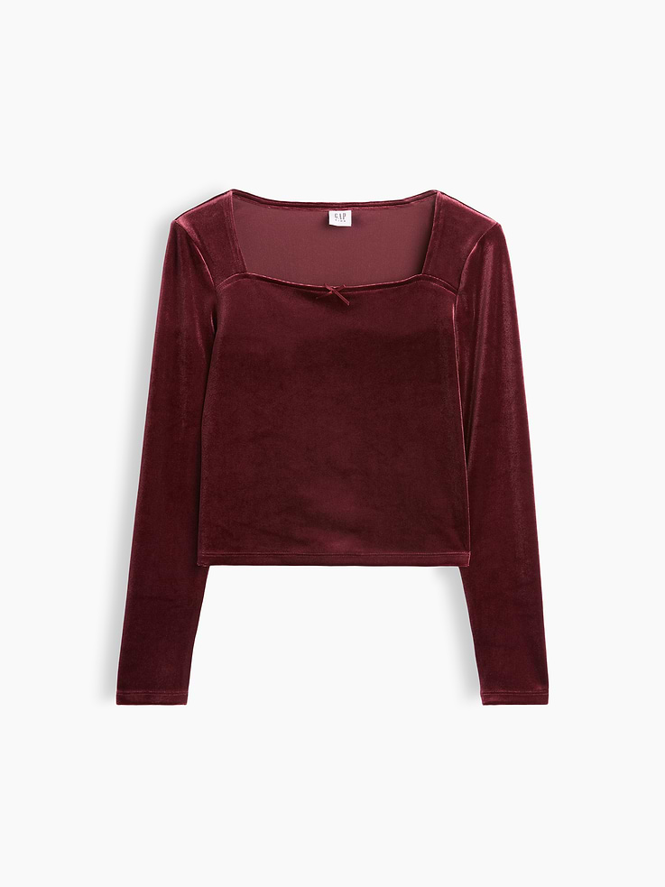 Image 2 of 5, Kids Velour Square-Neck Top