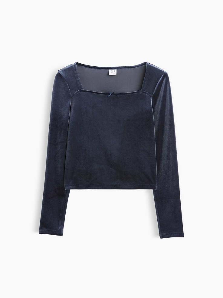 Image 2 of 5, Kids Velour Square-Neck Top