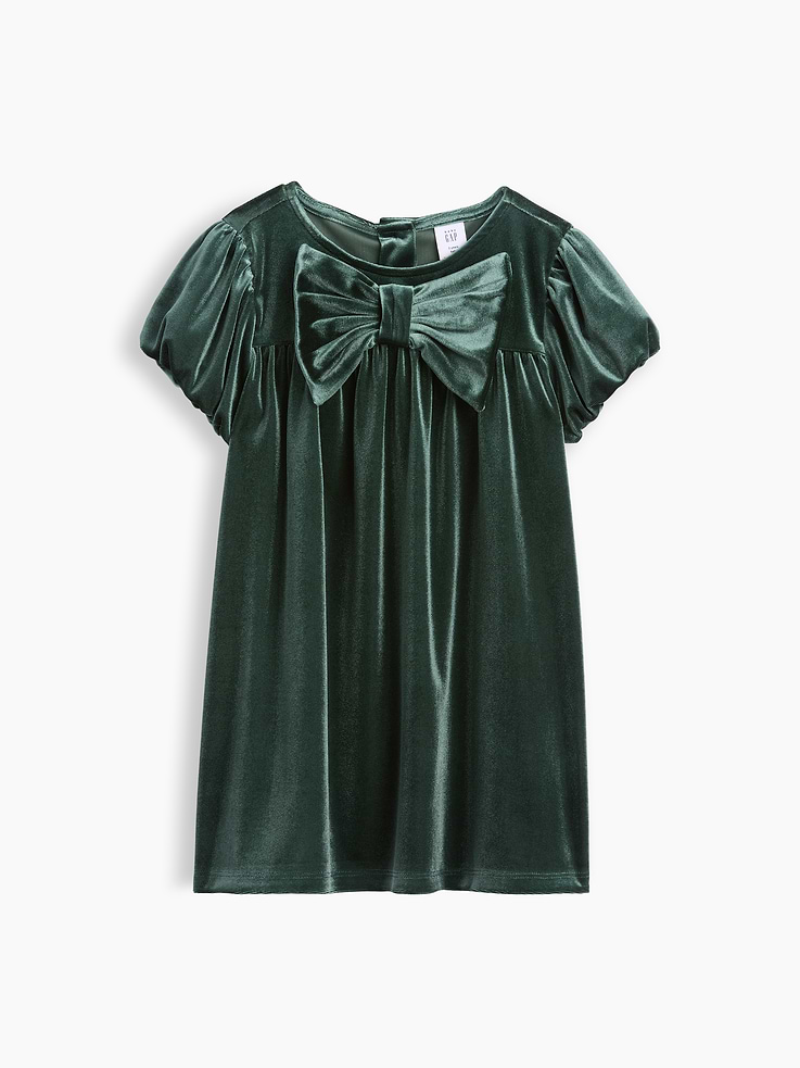 Image 2 of 4, Baby & Toddler Velour Bow Dress