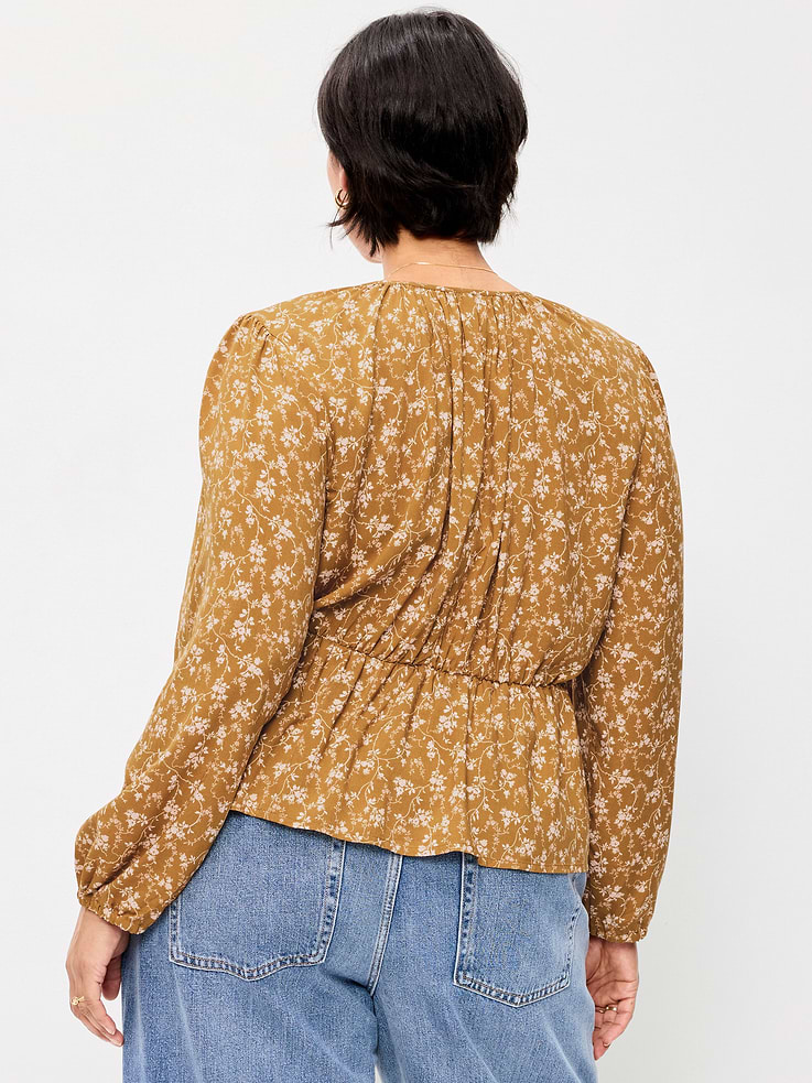 Image 8 of 9, Long-Sleeve Tie-Front Top