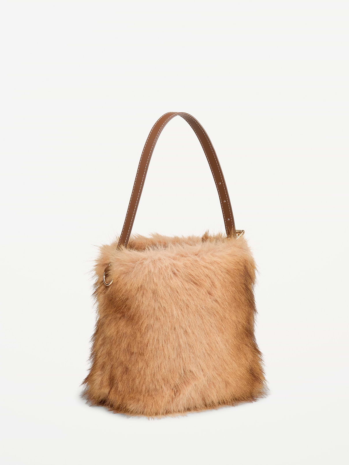 Image 3 of 5, Small Preppy Faux-Fur Bucket Bag