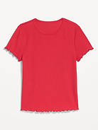 Image 1 of 2, crew neck, short sleeves, lettuce-edge trim, Product #909327