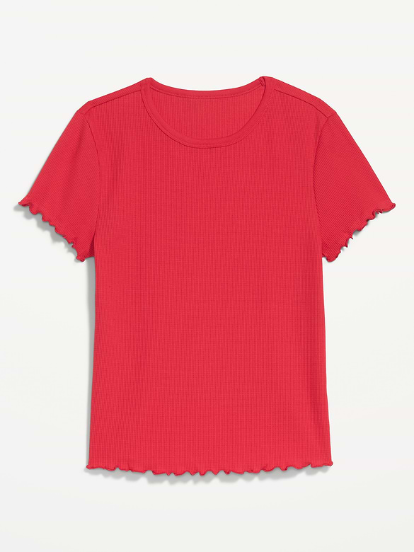 Fitted Waffle-Knit Cropped T-Shirt