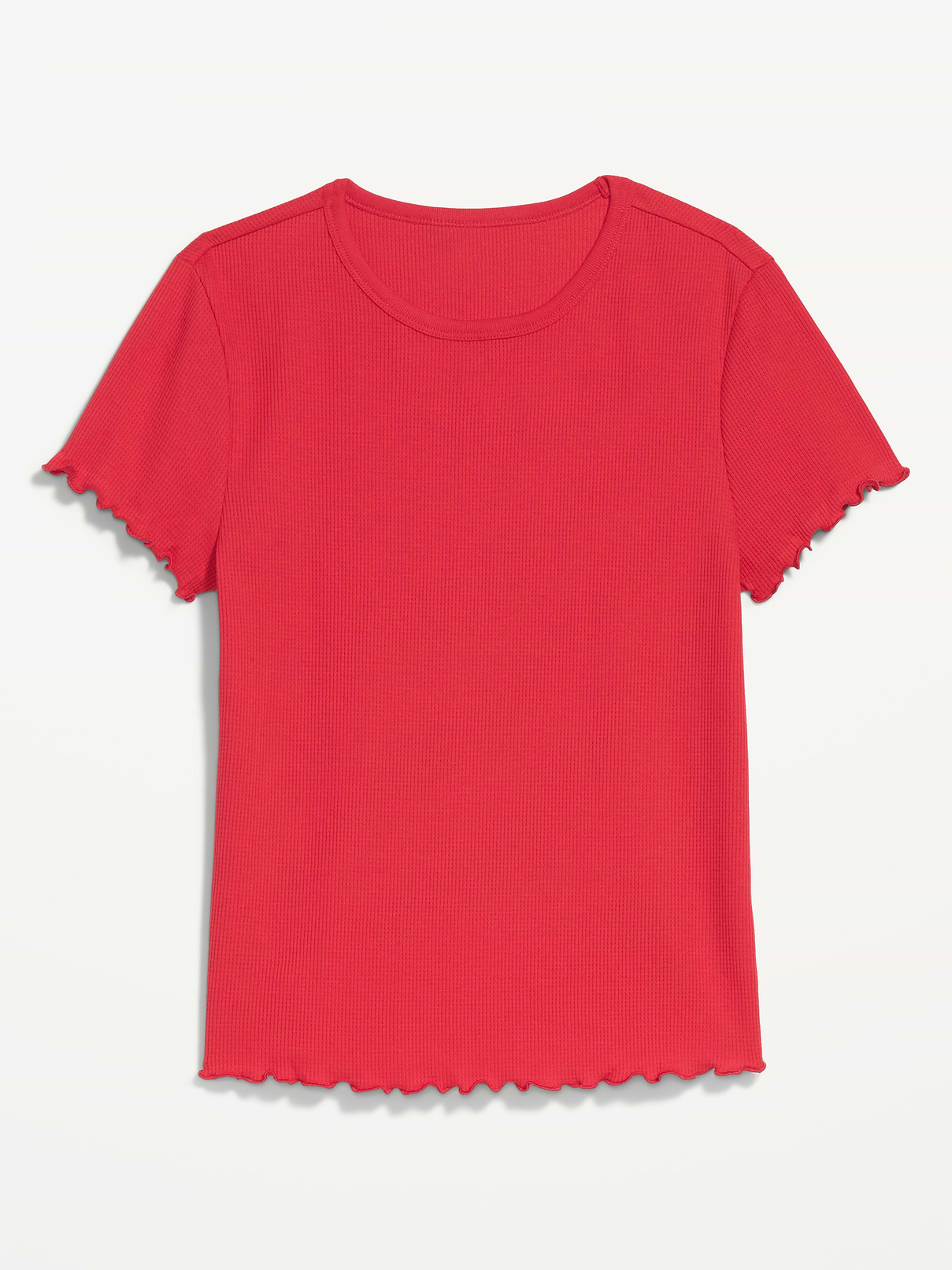 Image 2 of 2, Fitted Waffle-Knit Cropped T-Shirt