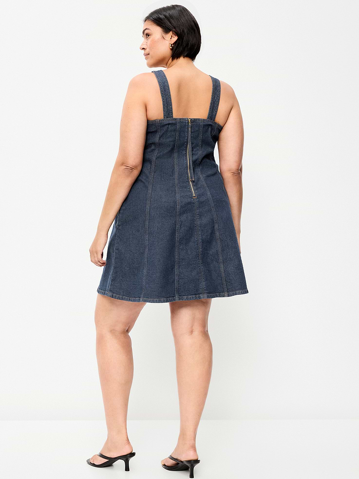 Image 9 of 9, Sleeveless Fit & Flare Denim Mini Dress