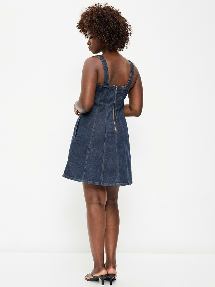 Image 7 of 9, Sleeveless Fit & Flare Denim Mini Dress