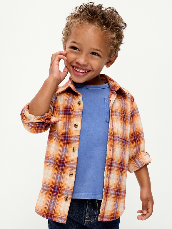 Chemise en flanelle à manches longues à imprimé à carreaux pour tout-petit