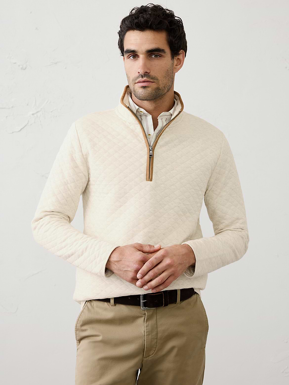 Diamond Quilted Quarter-Zip Pullover