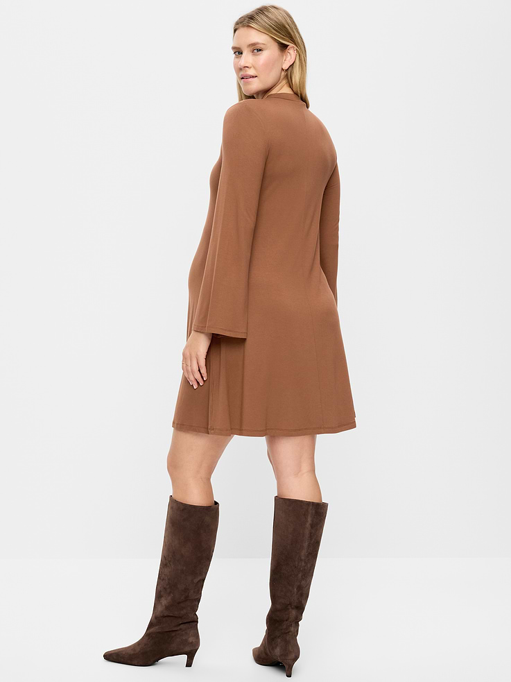 Image 2 of 4, Maternity Mock-Neck Swing Mini Dress