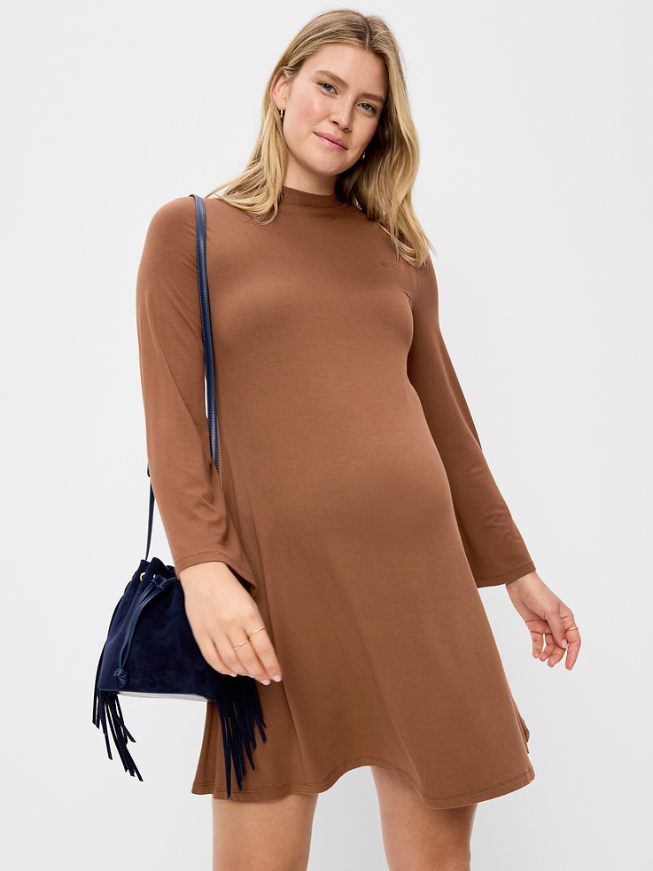 Image 3 of 4, Maternity Mock-Neck Swing Mini Dress