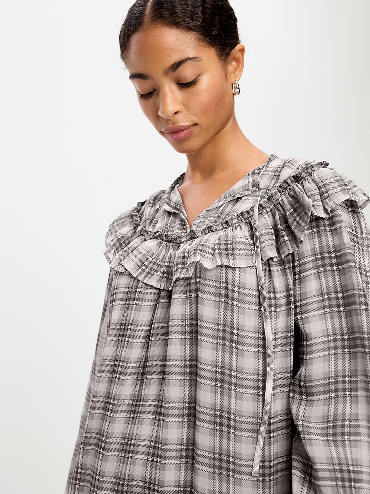 Image 3 of 9, Chiffon Ruffle Swing Mini Dress