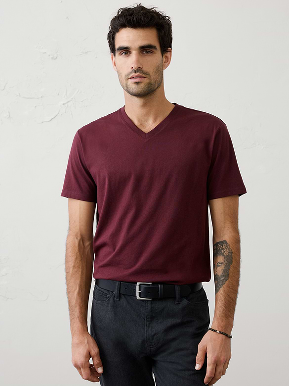 Standard-Fit Premium Wash V-Neck Shirt