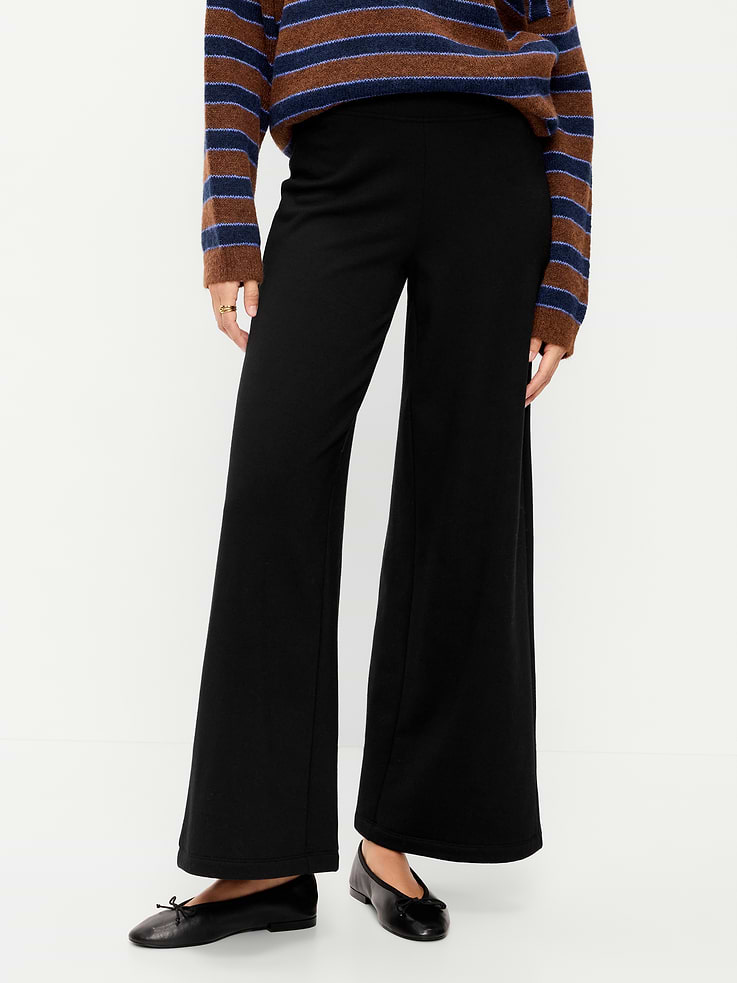 Image 2 of 4, High-Waisted Fleece Wide-Leg Leggings